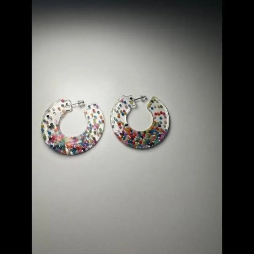 Acrylic Hoop‎ Earrings With Sprinkles